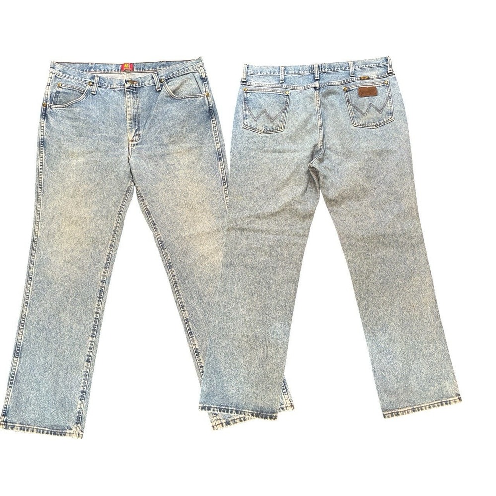 Wrangler Cowboy Cut Men's Light Wash Blue Denim Jeans Straight Regular Fit 36